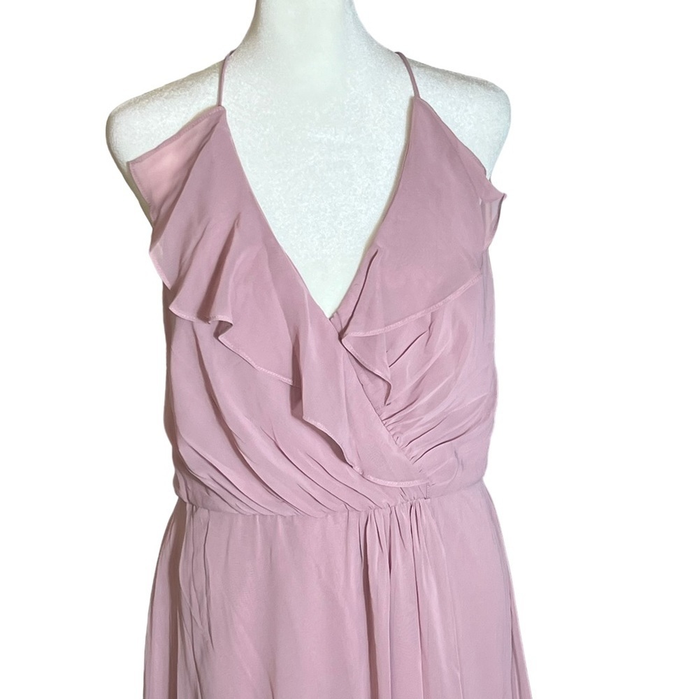 Jenny Packham Ruffled Faux Wrap Chiffon High Low Maxi Dress, NWT, Size 12 - Picture 3 of 7